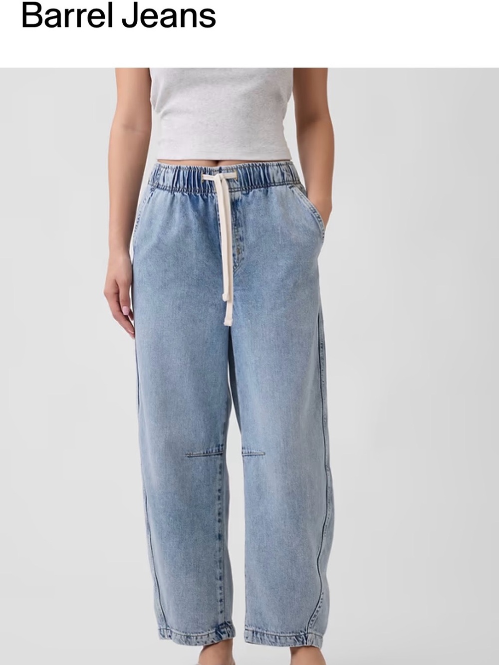 GAP Light Blue Barrel Boyfriend Jeans with Drawstring